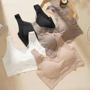 Premium Seamless Mesh V-Neck Push-Up Support Bra - Multi-Color Comfort Set