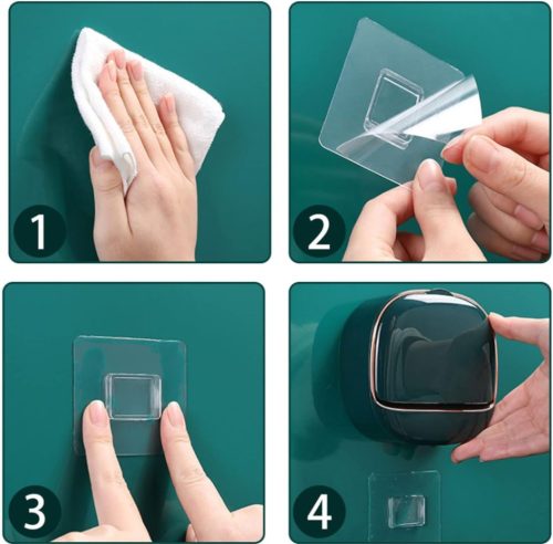 df95d81d-d99a-43d7-a97e-1ef06d3e8d6c Wall Mounted Soap Box, Flip Lid Soap Dish with Drip Tray, No Drilling, Waterproof Soap Holder, Self-Adhesive Soap Dish, Soap Dish Soap Box for Bathroom, Kitchen, Shower, School,